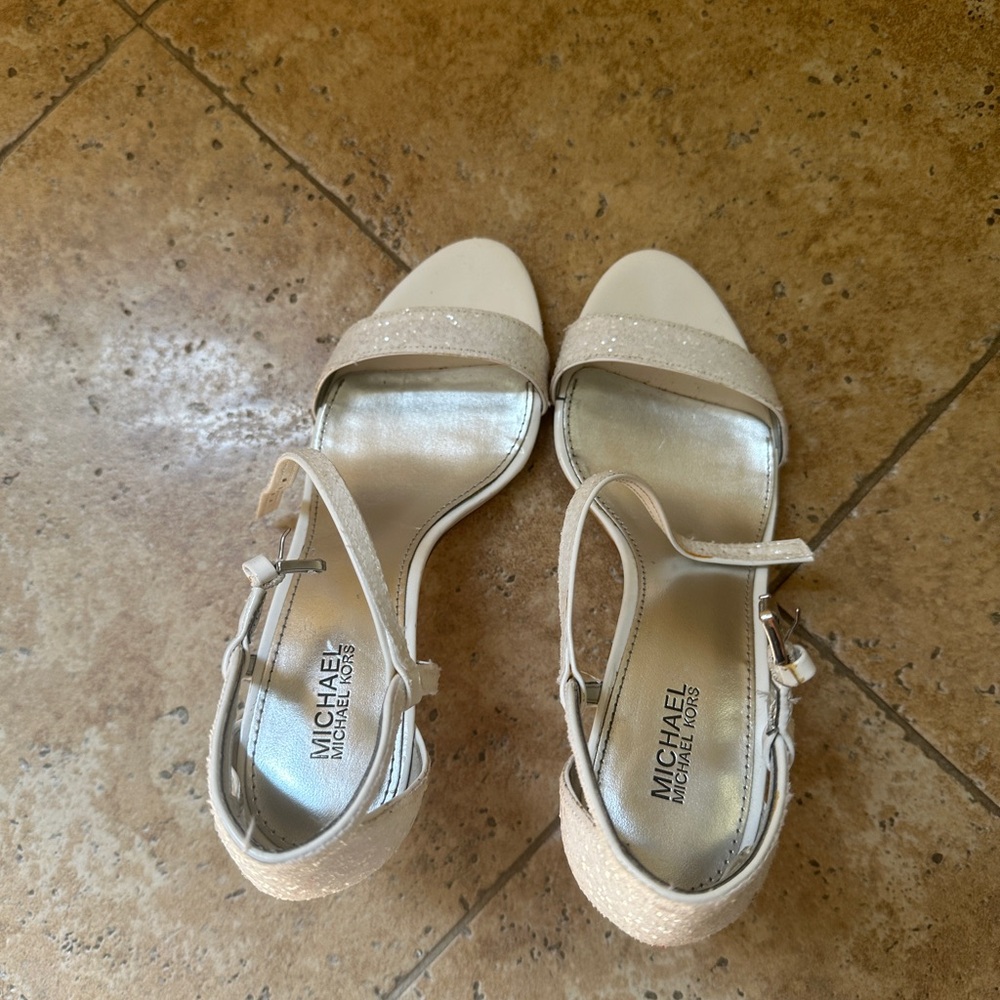 Michael Kors sandals sparkling white